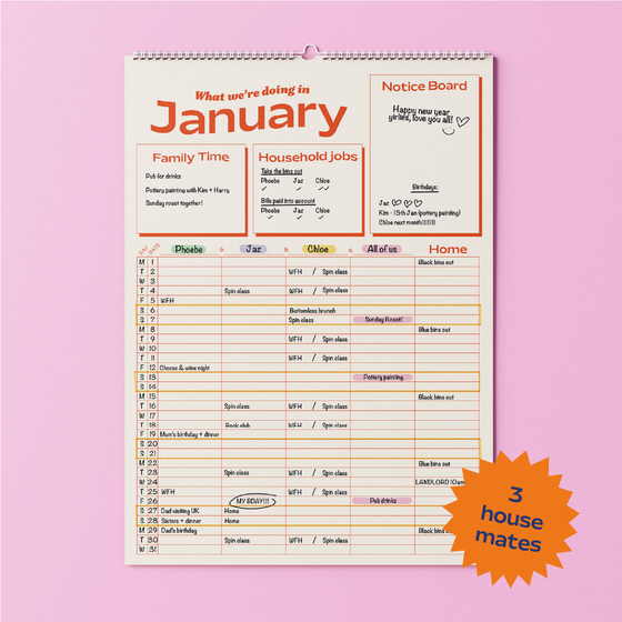 Family Calendar | A3 Undated Calendar