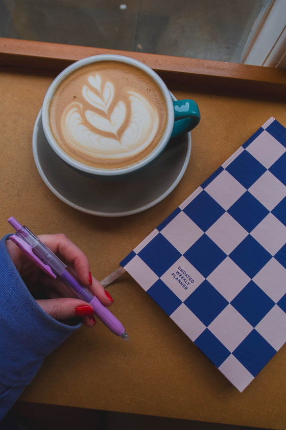 Blue Checkerboard | Weekly Overview | Undated Yearly Diary