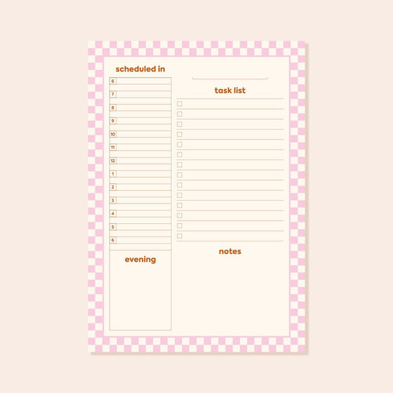 A5 Pink Checkered Scheduled In Planner Desk pad sighh 