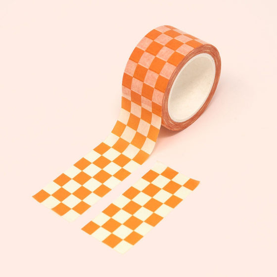 Chunky Orange Checkered Washi Tape 25mm Washi Tape sighh 
