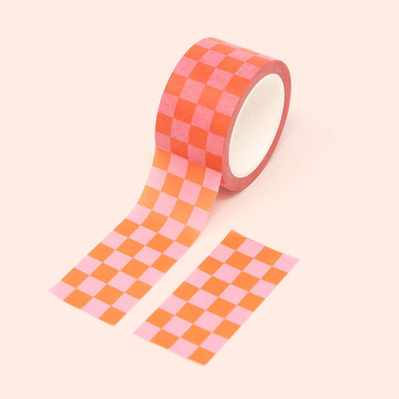 Chunky Pink & Red Checkered Washi Tape 25mm Washi Tape sighh 